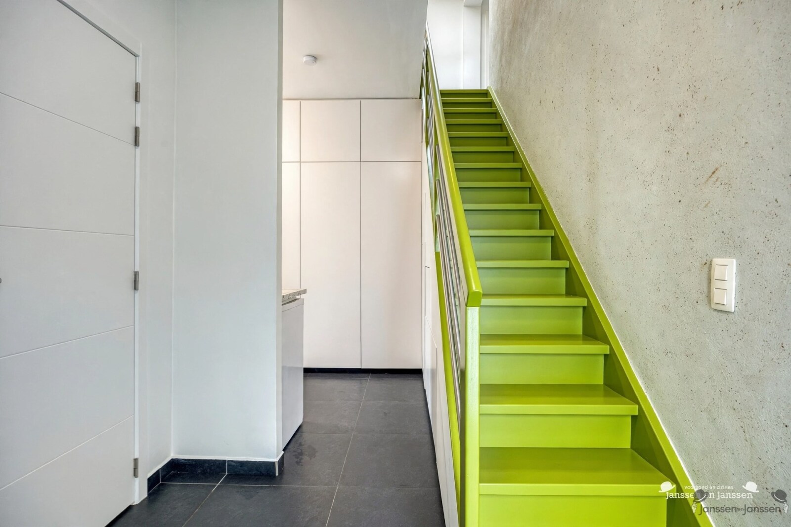 hallway-with-lime-green-stairs